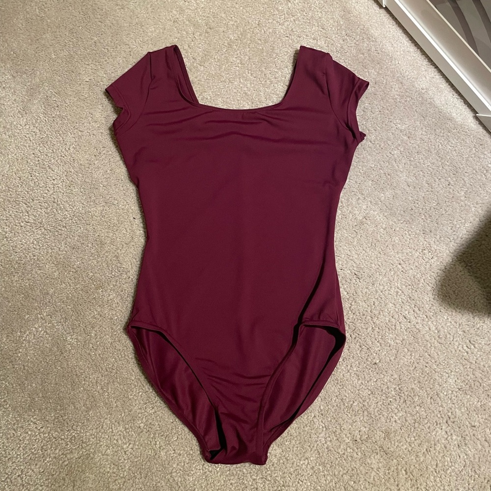 Burgundy Bloch Cap Sleeve Leotard